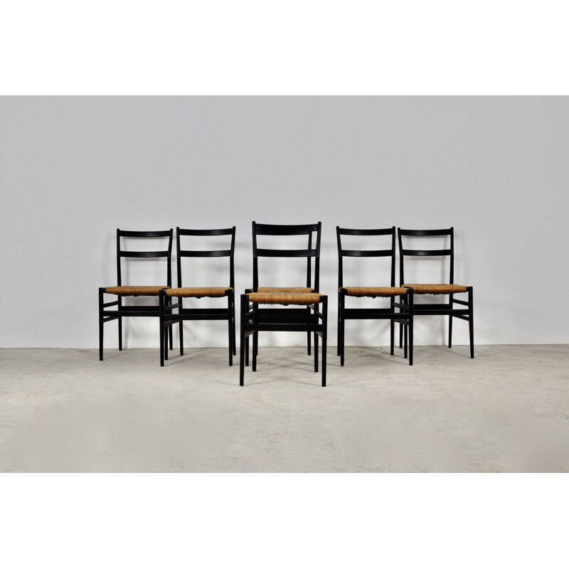 Set of 6 vintage Leggera Chairs by Gio Ponti for Cassina, Milano 1960s