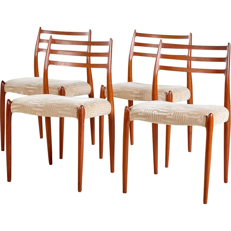 Set van 4 vintage teakhouten stoelen model 78 door Niels Otto Moller voor J.L. Mollers 1960