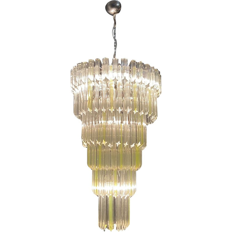Vintage Murano glass prism chandelier by Venini, 1970