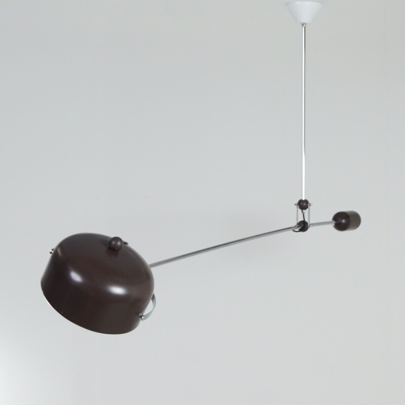 Vintage Brown Counterbalance Lamp by J.J.M. Hoogervorst for Anvia 1960s