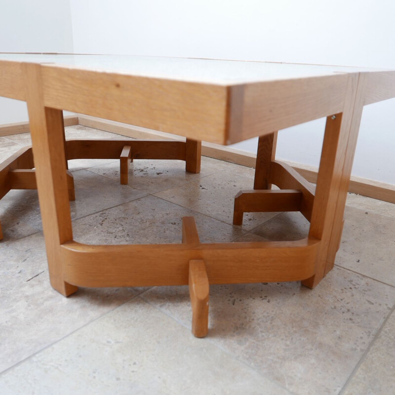 Vintage Oak Coffee Table by Guillerme et Chambron, France 1960s