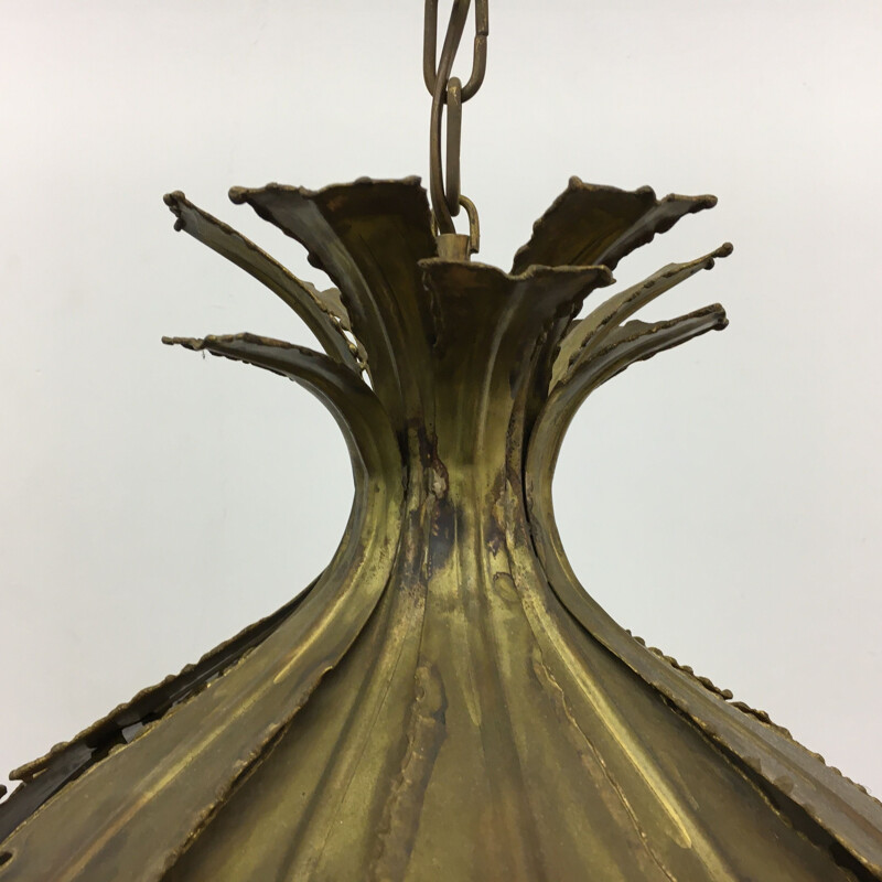 Vintage Brutalist brass lamp by Svend Aage for Holm Sorensen, Denmark 1960s