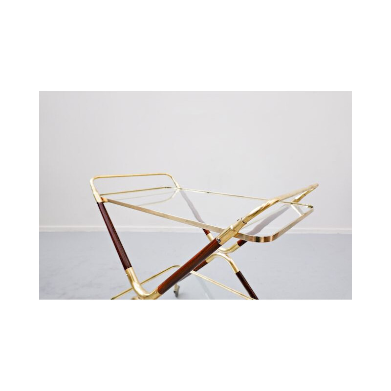 Vintage glass and brass cart by Cesare Lacca, Italy 1950