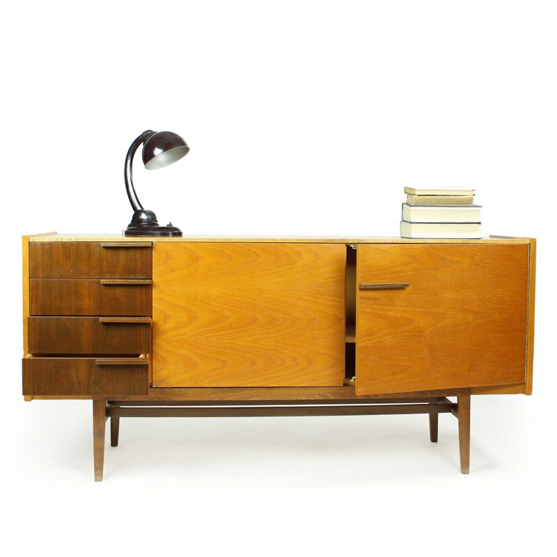 Long vintage Sideboard In Oak by Frantisek Mezulanik, Czechoslovakia 1960s