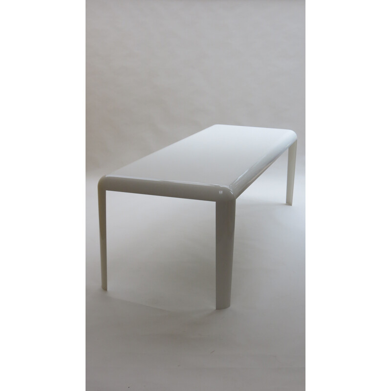 Industrial dining white table in metal - 1980s
