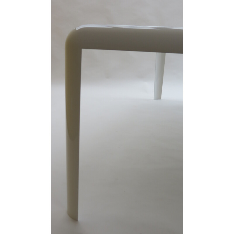 Industrial dining white table in metal - 1980s