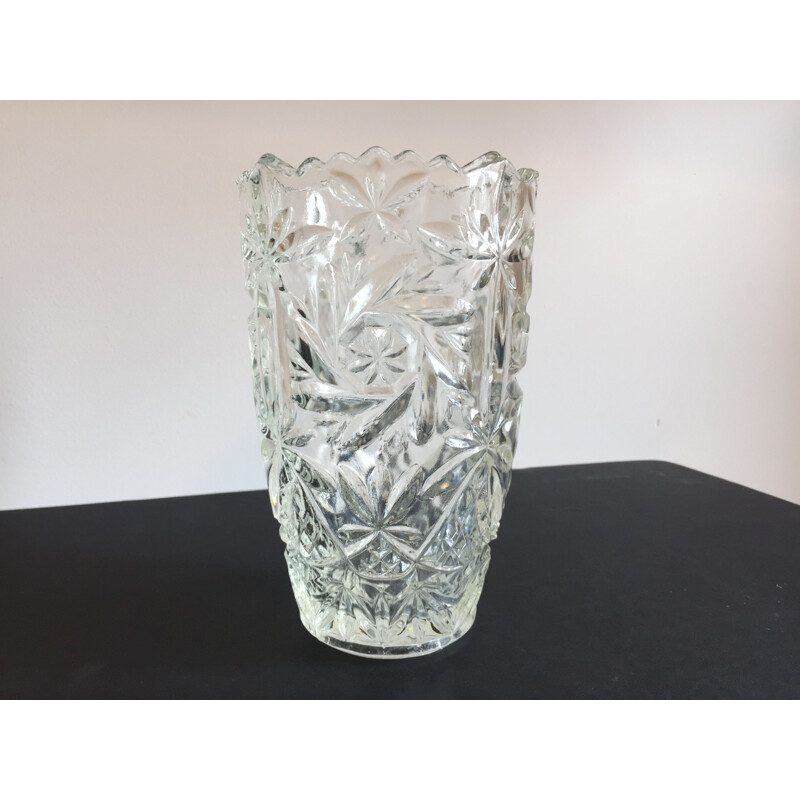 Vintage moulded glass vase 1950s