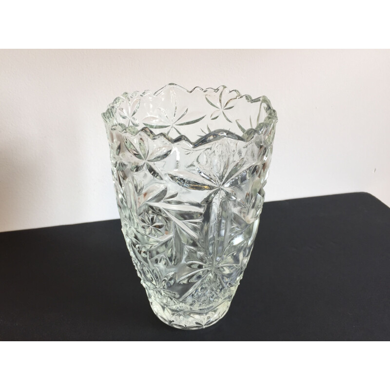 Vintage moulded glass vase 1950s