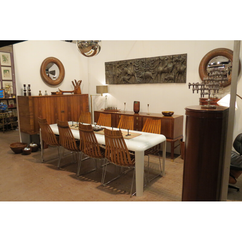 Industrial dining white table in metal - 1980s