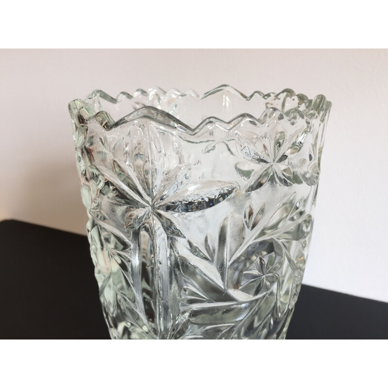 Vintage moulded glass vase 1950s