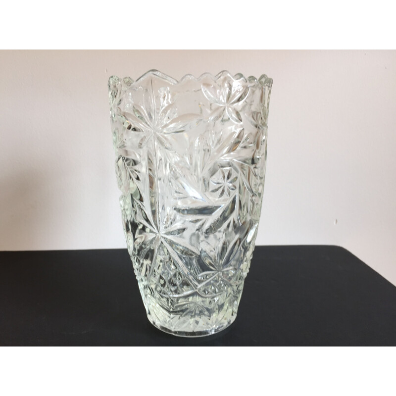 Vintage moulded glass vase 1950s