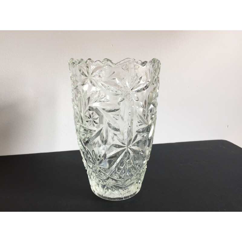 Vintage moulded glass vase 1950s