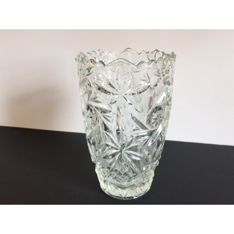 Vintage moulded glass vase 1950s