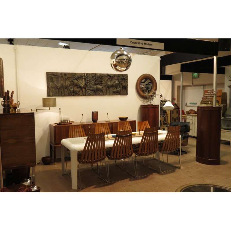 Industrial dining white table in metal - 1980s