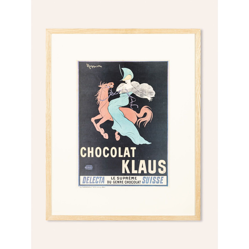 Cartaz Vintage "Chocolate Klaus" um vidro acrílico, França 1910