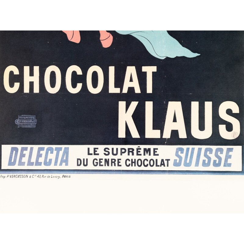 Poster d'epoca "Chocolate Klaus" in vetro acrilico, Francia 1910