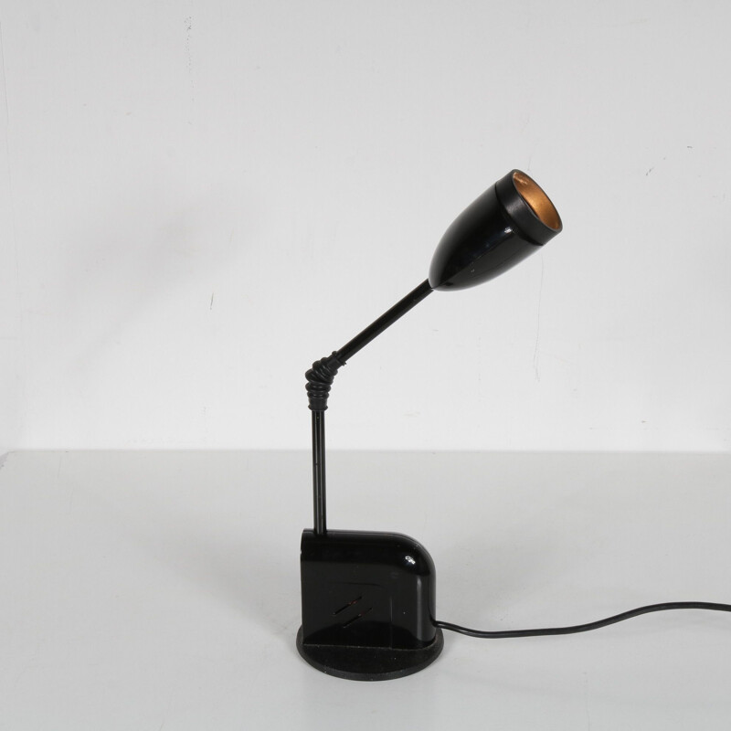 Lampe de bureau vintage en métal laqué noir par T. Kita pour Luci, Italie 1970