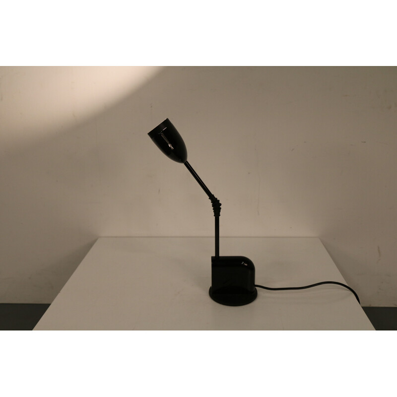 Vintage bureaulamp in zwart gelakt metaal van T. Kita voor Luci, Italië 1970