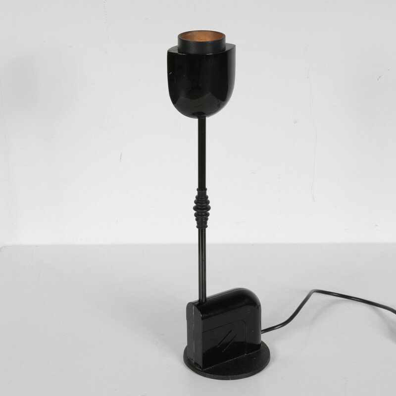 Lámpara de escritorio vintage en metal lacado negro de T. Kita para Luci, Italia 1970