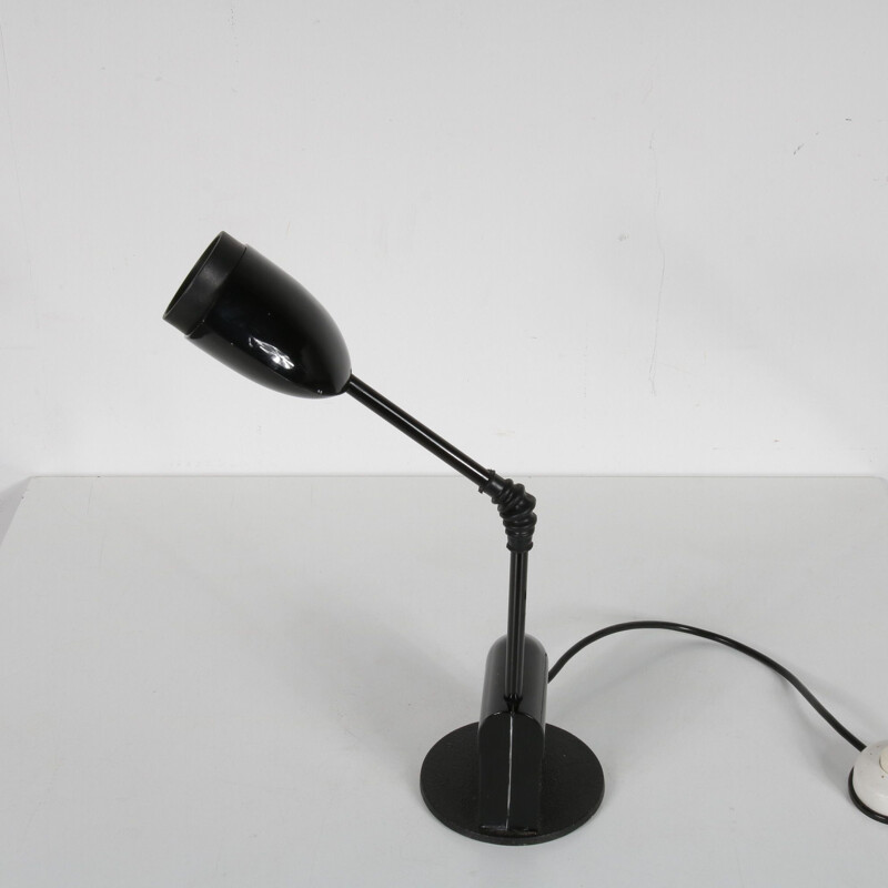 Vintage desk lamp in black lacquered metal by T. Kita for Luci, Italy 1970