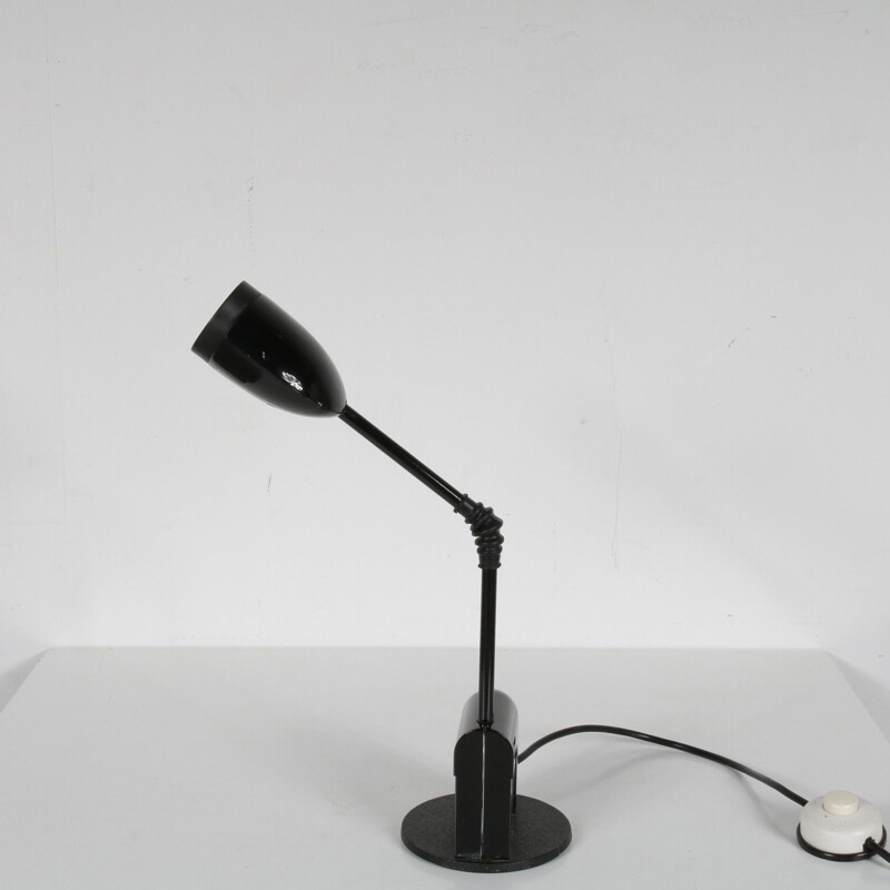 Lampe de bureau vintage en métal laqué noir par T. Kita pour Luci, Italie 1970