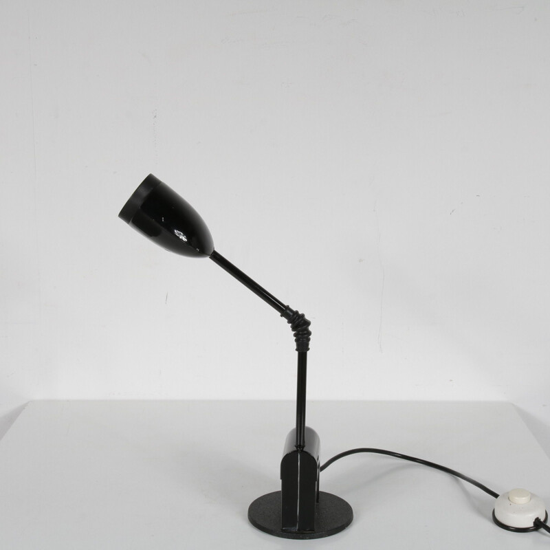 Vintage desk lamp in black lacquered metal by T. Kita for Luci, Italy 1970