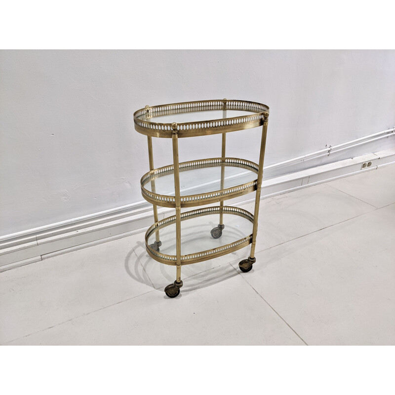 Vintage brass serving trolley, French 1960s