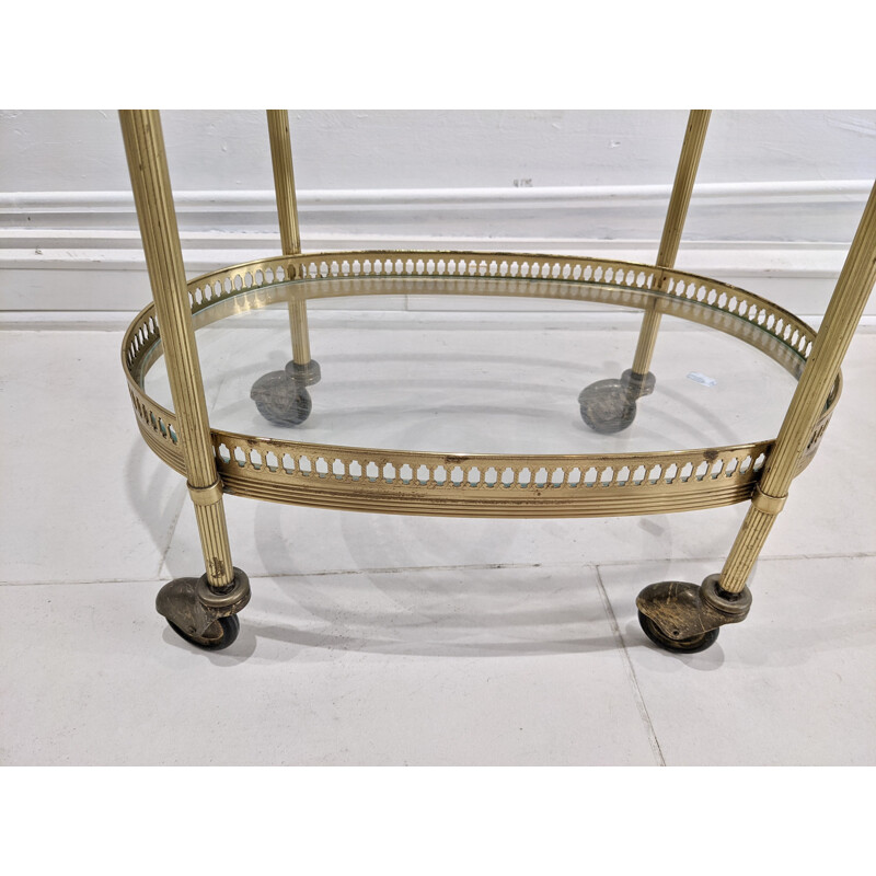 Vintage brass serving trolley, French 1960s