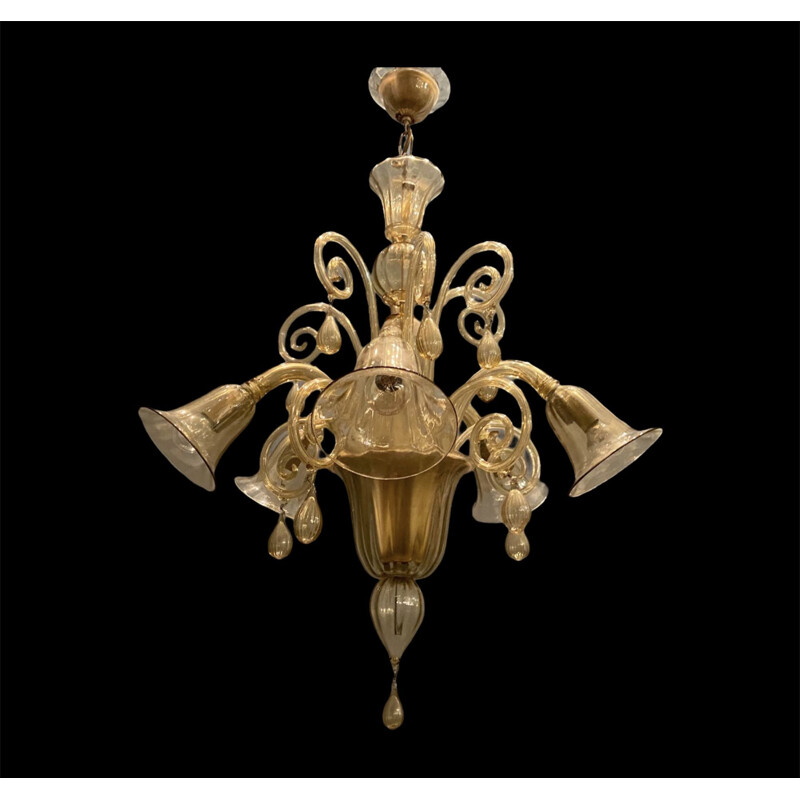 Vintage Murano Glass Chandelier by Paolo Venini 1950s