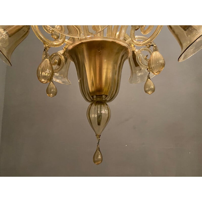 Vintage Murano Glass Chandelier by Paolo Venini 1950s