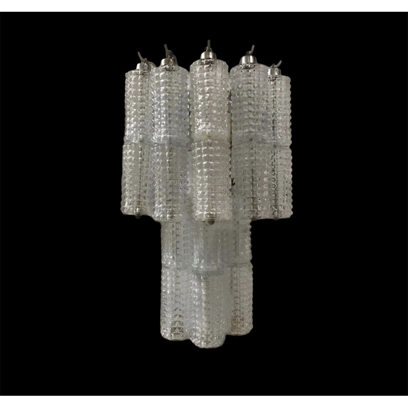 Pair of vintage Crystal Tube Sconces by Paolo Venini 1970s