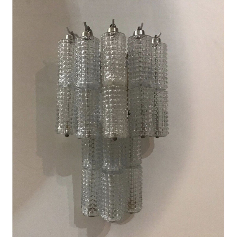 Pair of vintage Crystal Tube Sconces by Paolo Venini 1970s