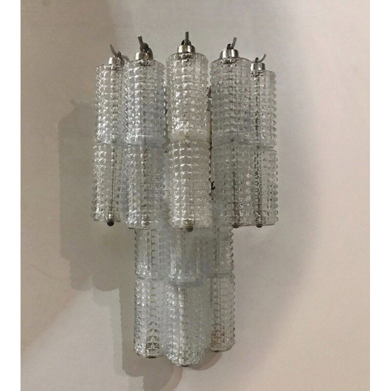 Pair of vintage Crystal Tube Sconces by Paolo Venini 1970s