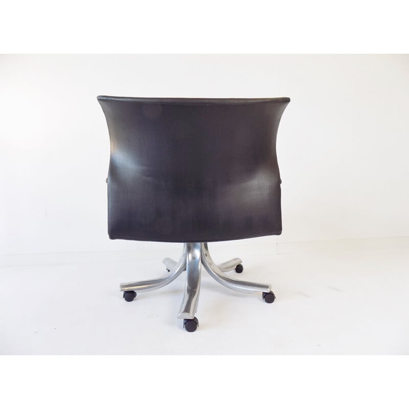 Vintage leather office lounge chair, Italy 1980s