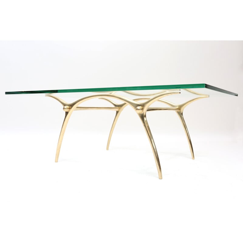 Coffee table in brass and galss, KOULOUFI - 1970s