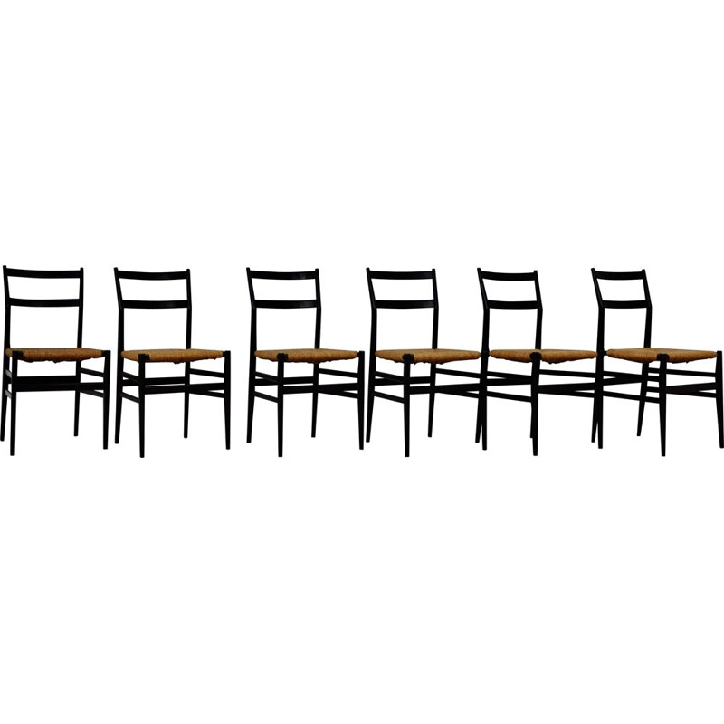 Set of 6 vintage Leggera Chairs by Gio Ponti for Cassina, Milano 1960s