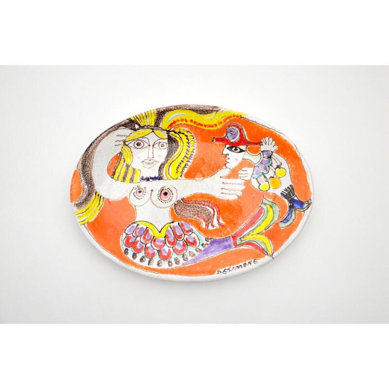 Vintage Ceramic Oval Plate By Giovanni De Simone, Italian 1960s
