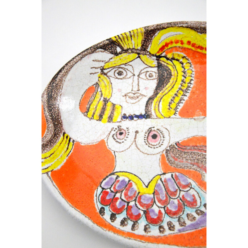 Vintage Ceramic Oval Plate By Giovanni De Simone, Italian 1960s