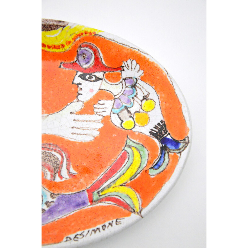 Vintage Ceramic Oval Plate By Giovanni De Simone, Italian 1960s