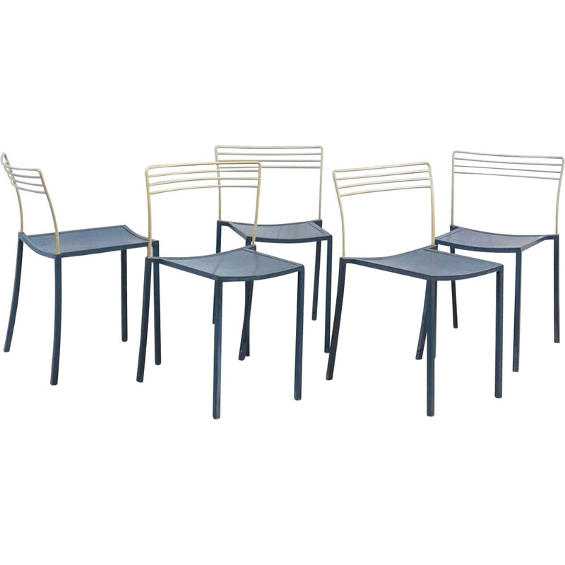 Set of 5 vintage Piccolo chairs by Pascal Mourgue for Fermob 1990s