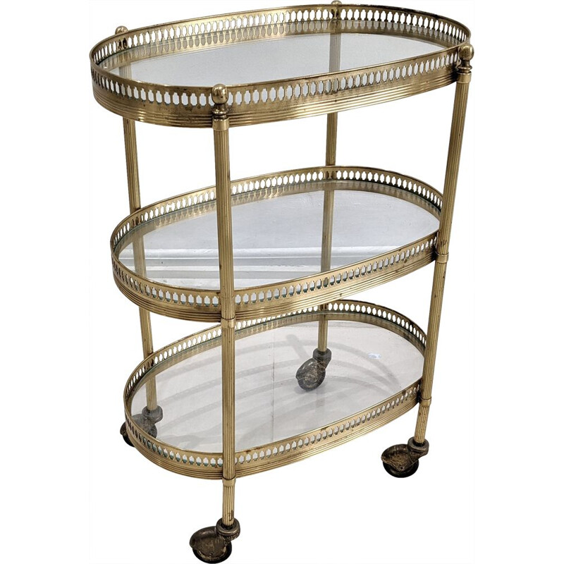 Vintage brass serving trolley, French 1960s