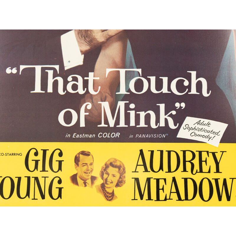 Cartaz Vintage para o filme "That Touch of Mink" em madeira, Alemanha 1960