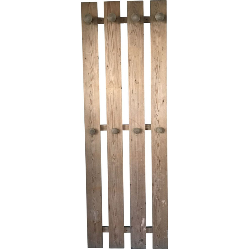 Vintage wall coat rack in solid pine