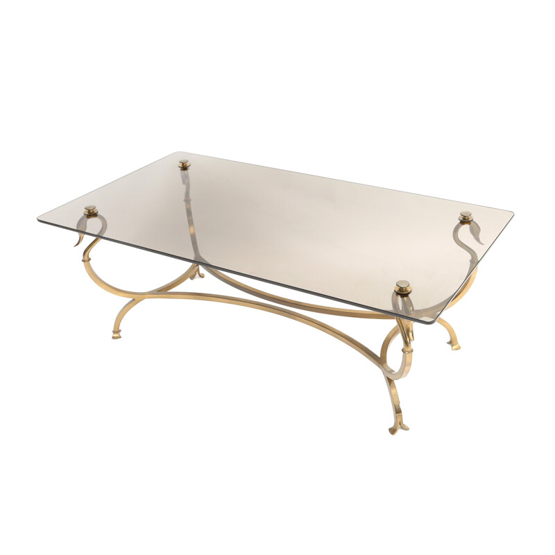 Maison Jansen coffee table in brass and glass - 1970s