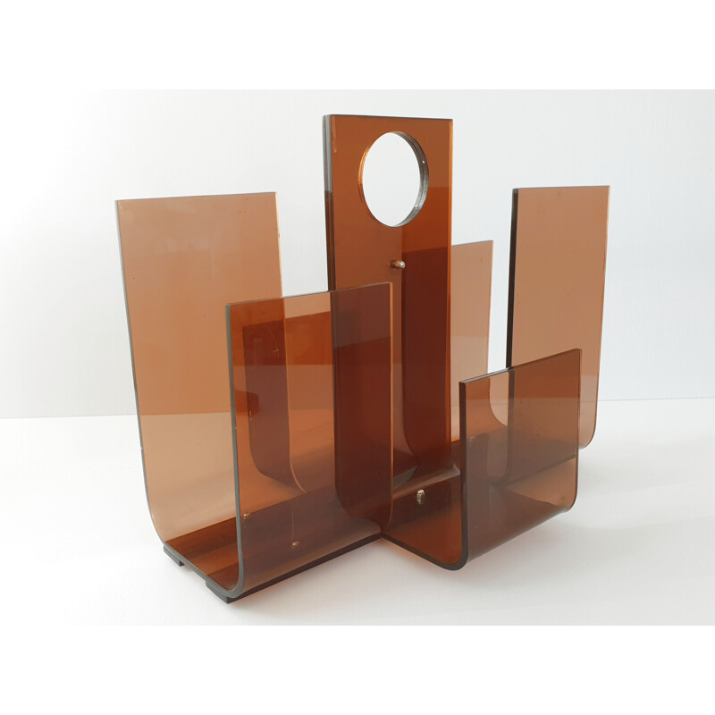 Vintage Plexiglas magazine rack 1970s