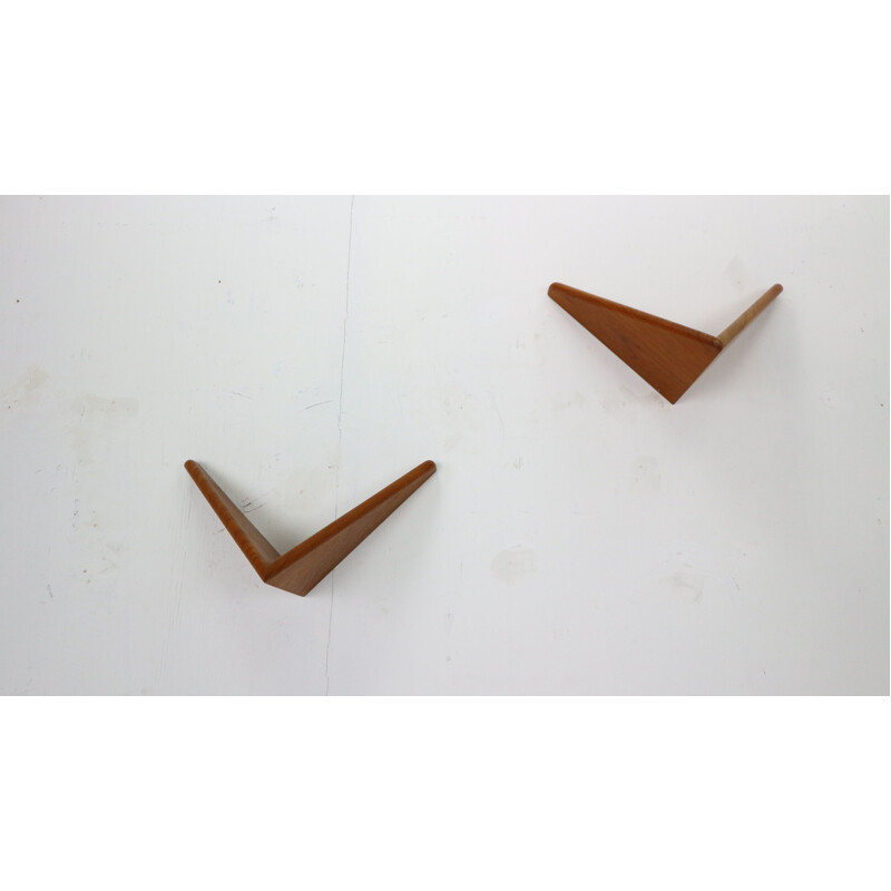 Pair of vintage Teak Butterfly Shelves by Poul Cadovius for Cado, Denmark 1950s