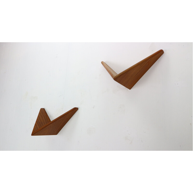 Pair of vintage Teak Butterfly Shelves by Poul Cadovius for Cado, Denmark 1950s