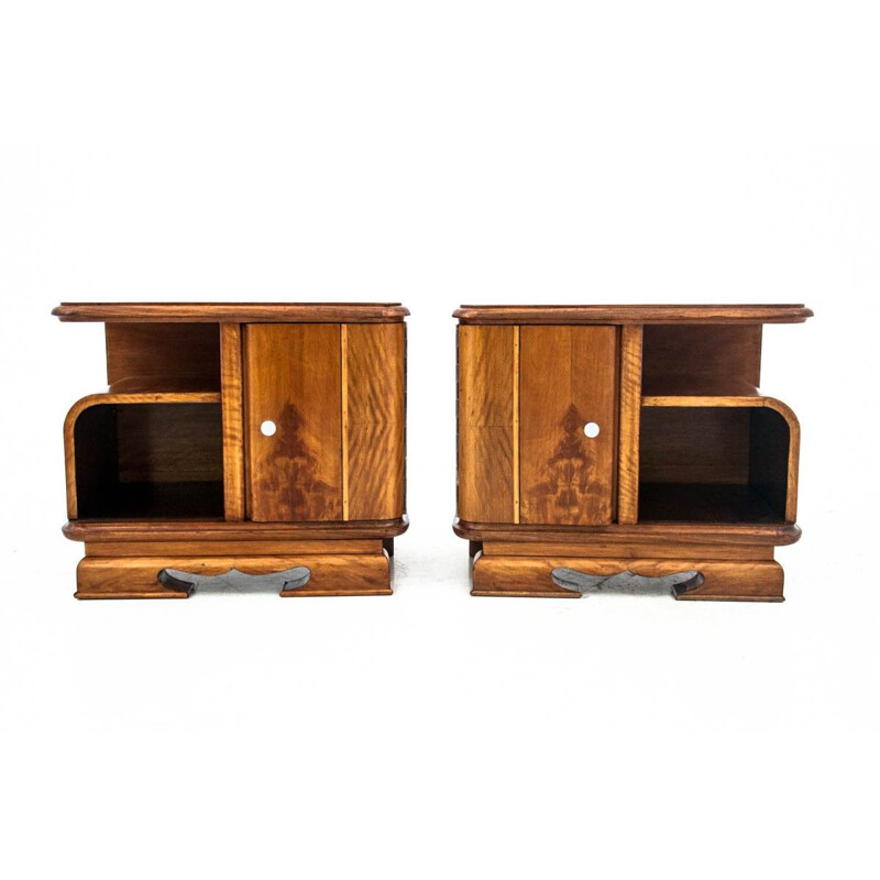 Vintage Art Deco bedside tables, Poland 1950s