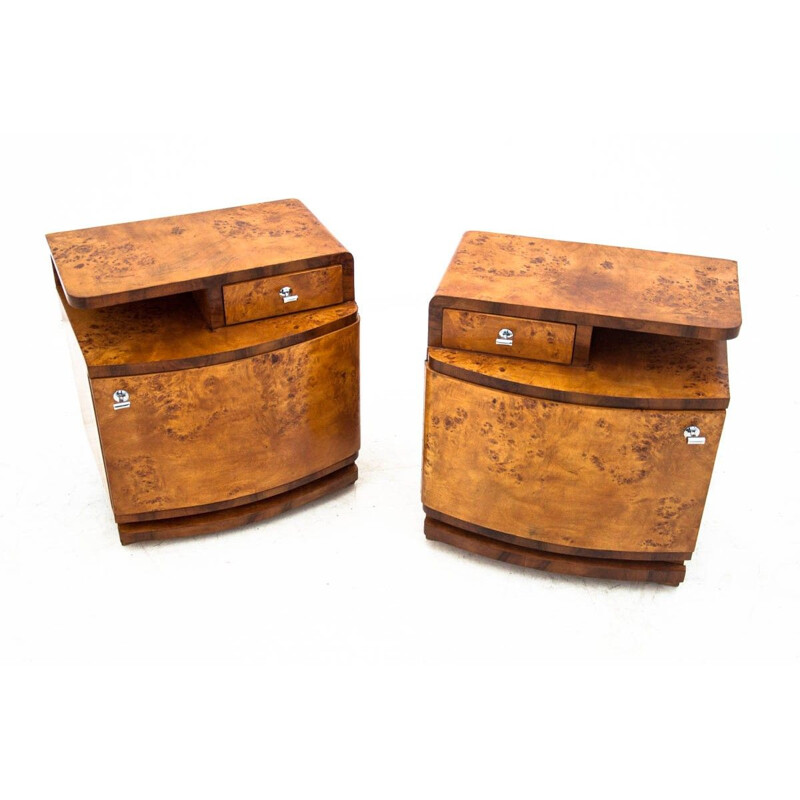 Vintage Art Deco bedside tables, Poland 1950s