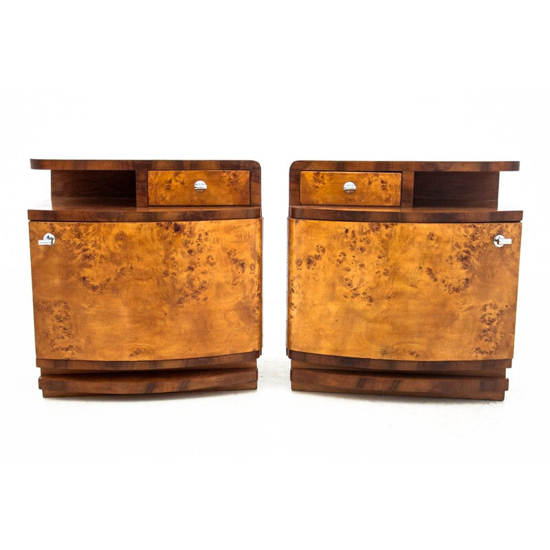 Vintage Art Deco bedside tables, Poland 1950s